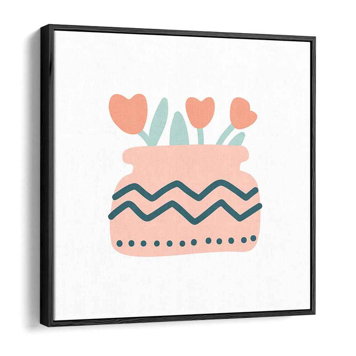 Pastel Elegance: Modern Minimalist Floral Pot Canvas Art