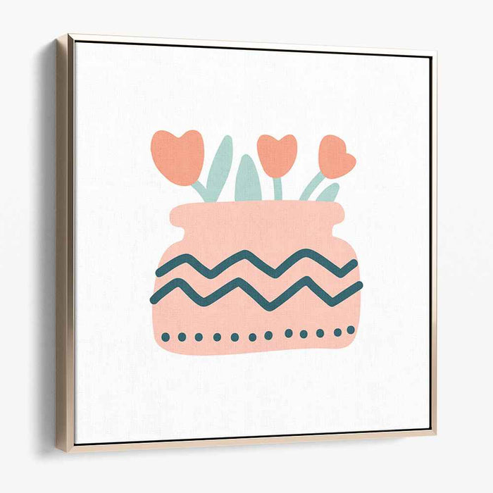 Pastel Elegance: Modern Minimalist Floral Pot Canvas Art