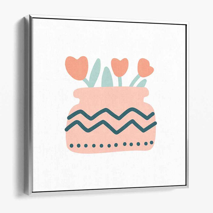 Pastel Elegance: Modern Minimalist Floral Pot Canvas Art