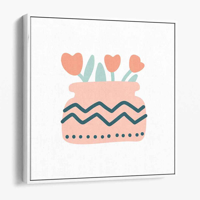 Pastel Elegance: Modern Minimalist Floral Pot Canvas Art
