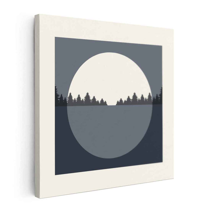Moonlit Forest: Minimalist Nightscape Canvas Art Print