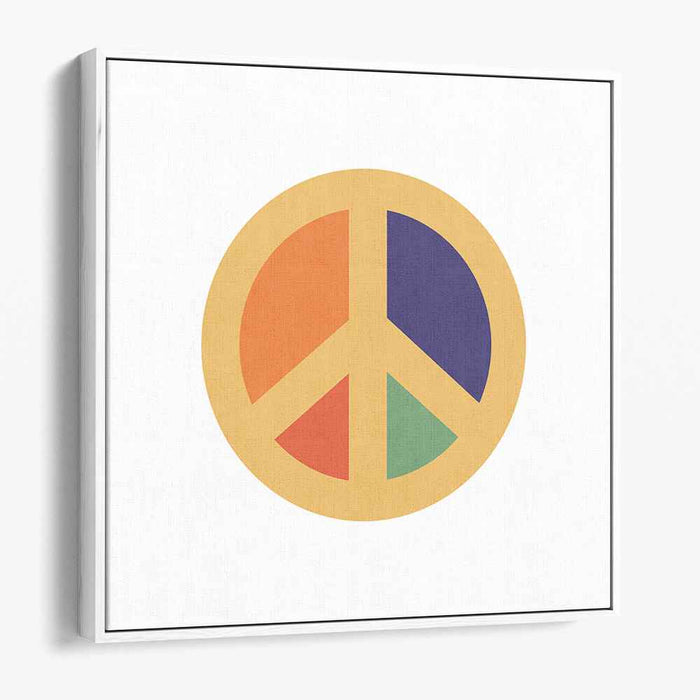Vibrant Peace Symbol: Minimalist Color Block Canvas Art Print