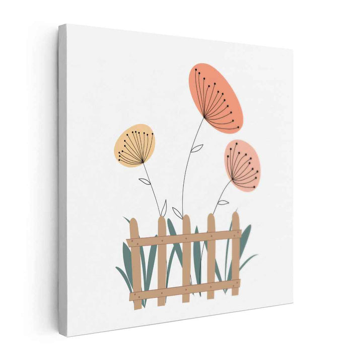 Whimsical Garden Blooms: Minimalist Floral Art Print