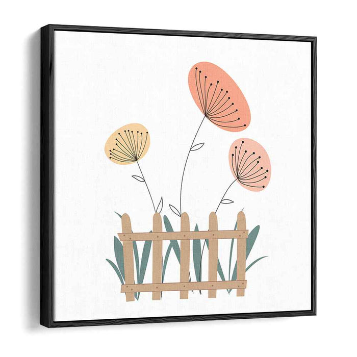 Whimsical Garden Blooms: Minimalist Floral Art Print