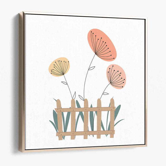 Whimsical Garden Blooms: Minimalist Floral Art Print