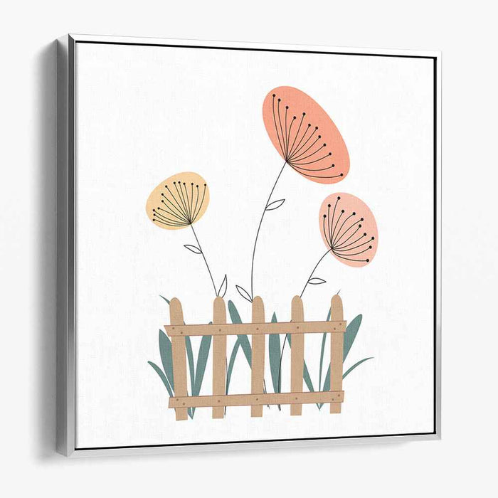 Whimsical Garden Blooms: Minimalist Floral Art Print