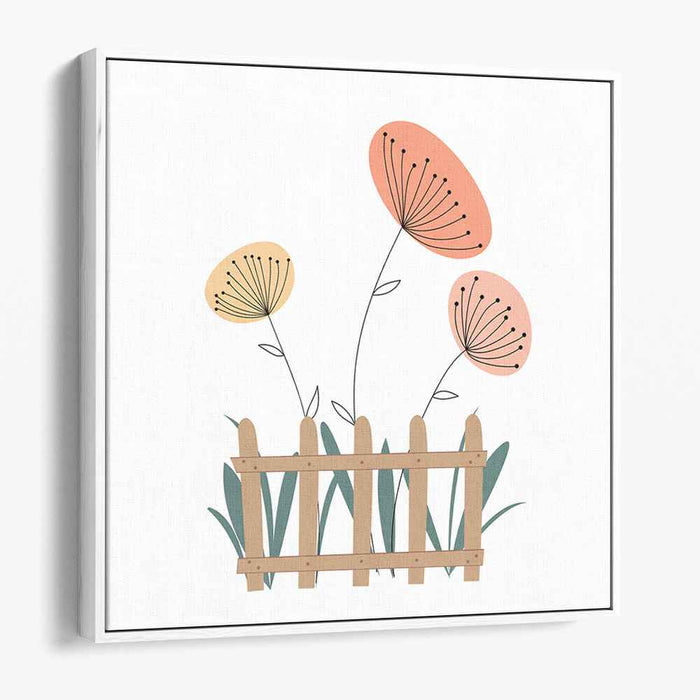 Whimsical Garden Blooms: Minimalist Floral Art Print