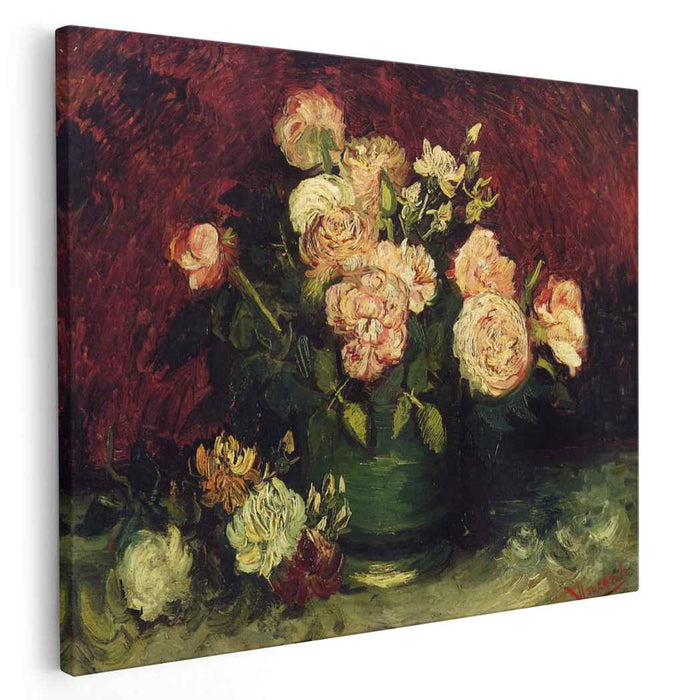 Bowl with Peonies and Roses (1886) by Vincent van Gogh