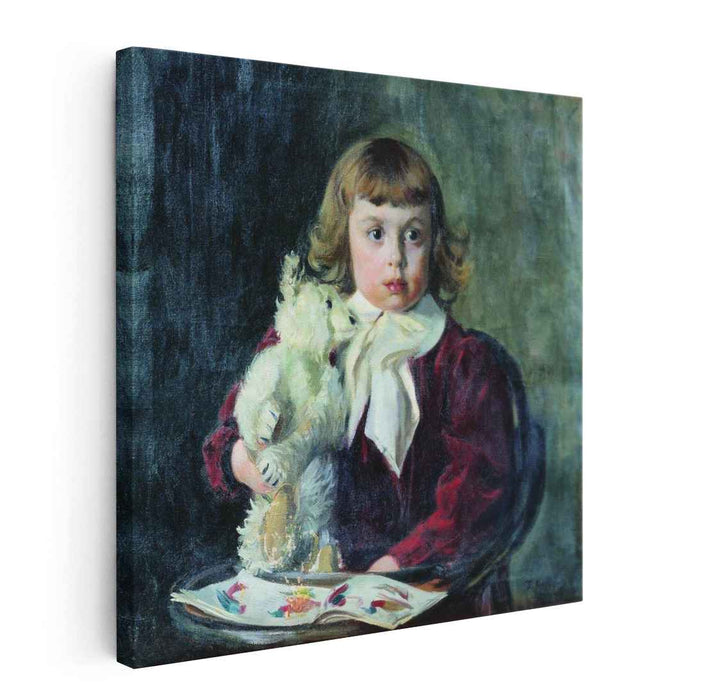 Boy with teddy bear (1907) by Boris Kustodiev