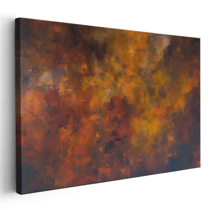 Inferno of Colors: Abstract Expressionist Fiery Landscape Canvas Art Print