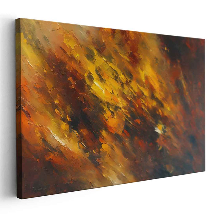 Citrus Blaze Harmony: Abstract Expressionist Orange and Red Canvas Art Print