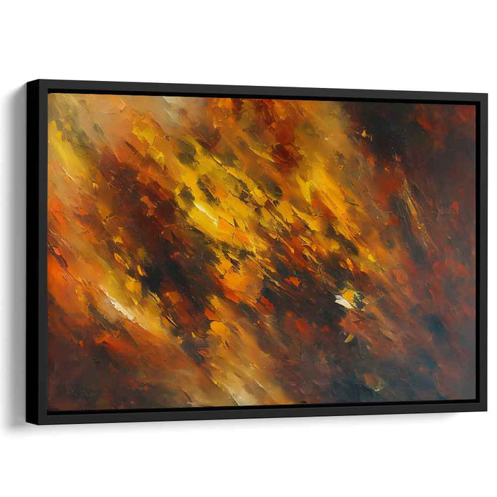 Citrus Blaze Harmony: Abstract Expressionist Orange and Red Canvas Art Print