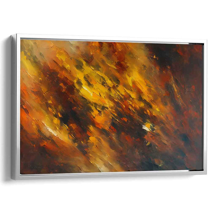 Citrus Blaze Harmony: Abstract Expressionist Orange and Red Canvas Art Print