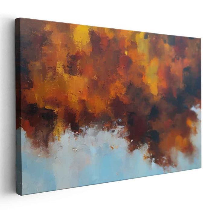 Fiery Autumn Sunset: Abstract Expressionist Canvas Art Print