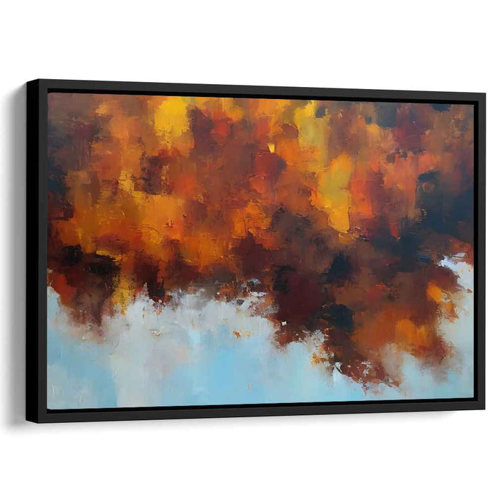 Fiery Autumn Sunset: Abstract Expressionist Canvas Art Print