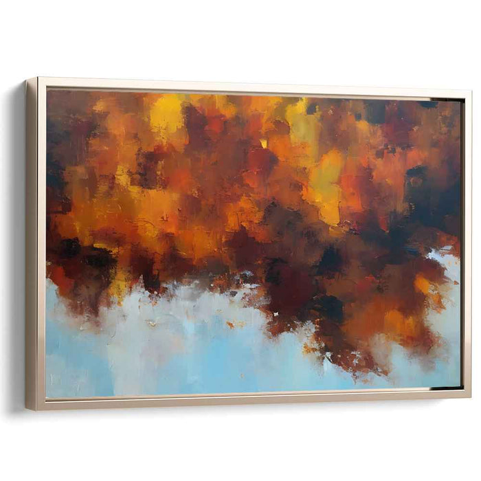 Fiery Autumn Sunset: Abstract Expressionist Canvas Art Print