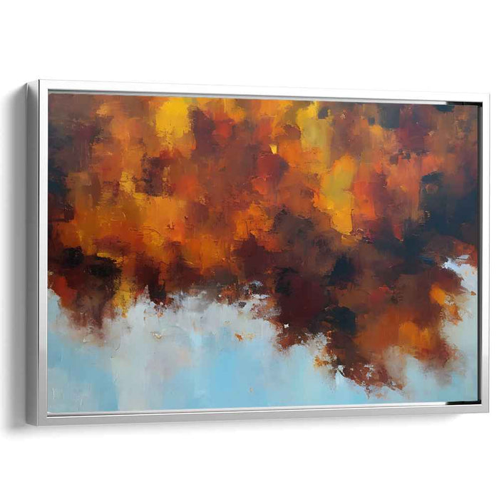Fiery Autumn Sunset: Abstract Expressionist Canvas Art Print