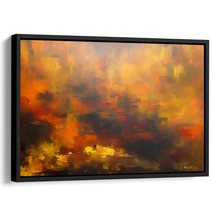 Autumnal Radiance: Abstract Expressionist Fiery Orange Canvas Art Print