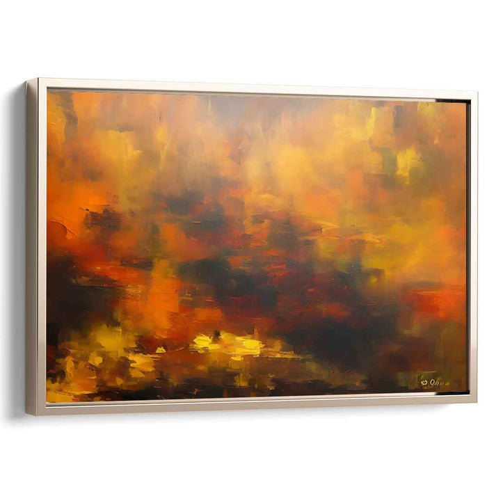Autumnal Radiance: Abstract Expressionist Fiery Orange Canvas Art Print