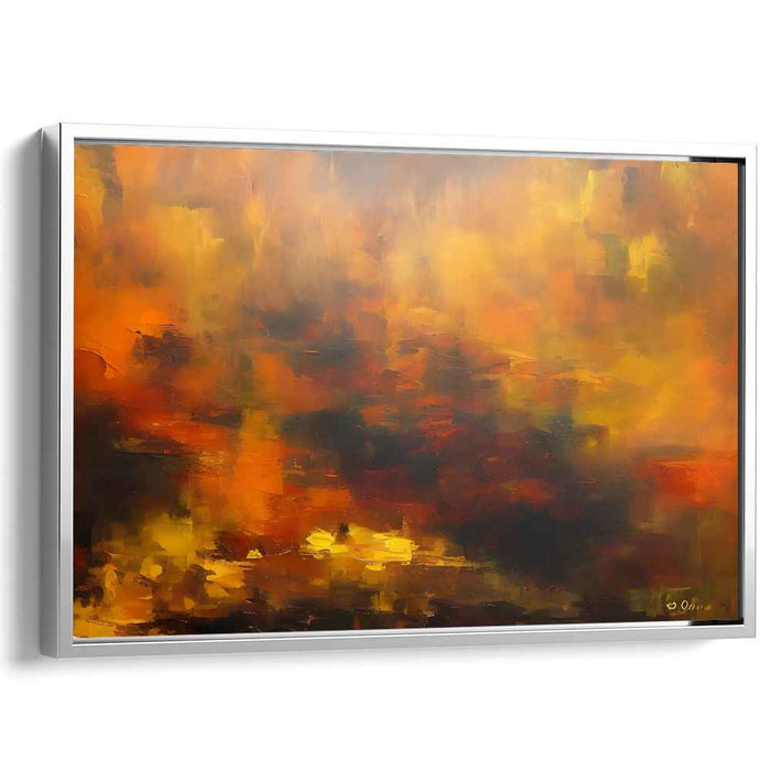 Autumnal Radiance: Abstract Expressionist Fiery Orange Canvas Art Print