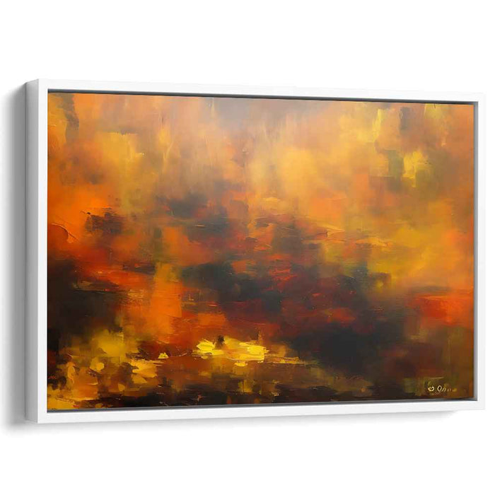 Autumnal Radiance: Abstract Expressionist Fiery Orange Canvas Art Print