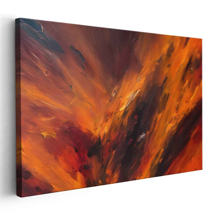 Ember Dreamscape Echoes: Abstract Expressionist Fiery Orange Canvas Art Print