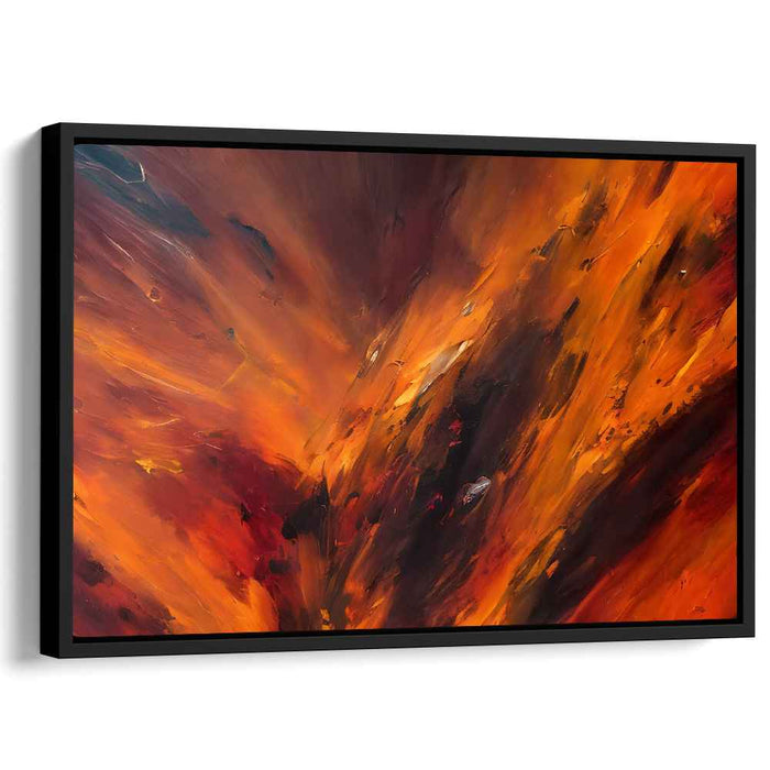 Ember Dreamscape Echoes: Abstract Expressionist Fiery Orange Canvas Art Print