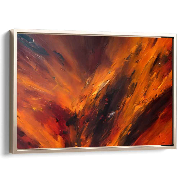Ember Dreamscape Echoes: Abstract Expressionist Fiery Orange Canvas Art Print