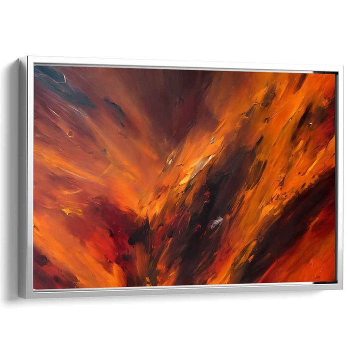 Ember Dreamscape Echoes: Abstract Expressionist Fiery Orange Canvas Art Print