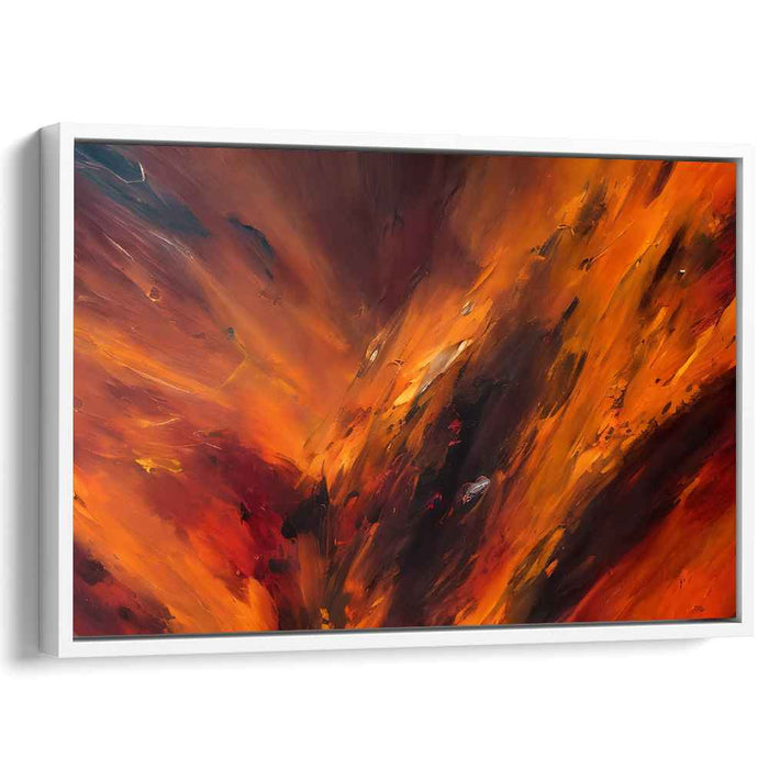 Ember Dreamscape Echoes: Abstract Expressionist Fiery Orange Canvas Art Print