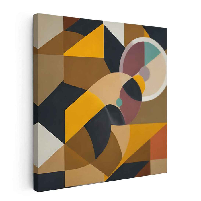 Modern Geometry: Abstract Geometric Brown and Orange Canvas Art Print