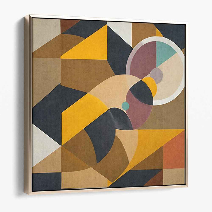 Modern Geometry: Abstract Geometric Brown and Orange Canvas Art Print