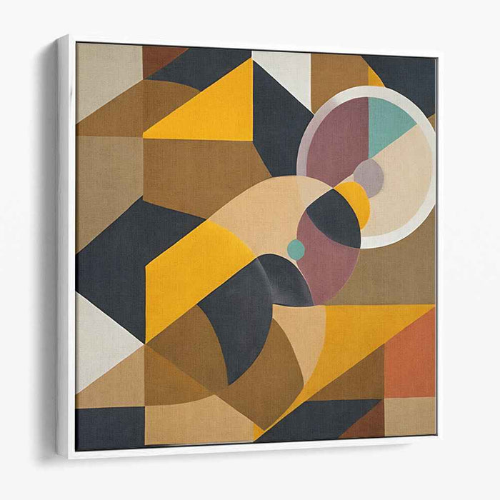 Modern Geometry: Abstract Geometric Brown and Orange Canvas Art Print