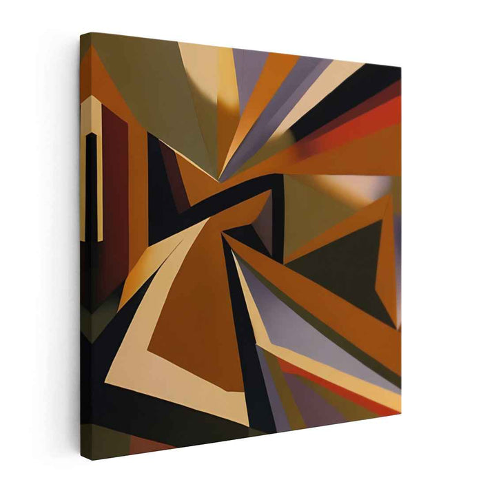 Geometric Mirage on Canvas: Modern Abstract Triangles in Earth Tones Canvas Art