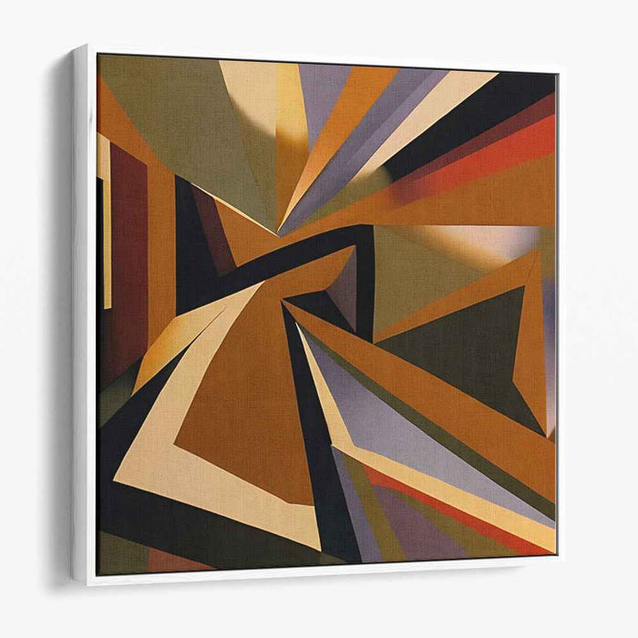 Geometric Mirage on Canvas: Modern Abstract Triangles in Earth Tones Canvas Art