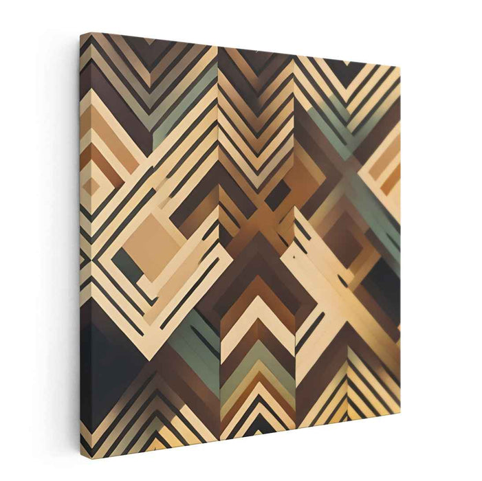 Illusory Zigzag Sky Dance: Modernist Chevron Illusion Canvas Art