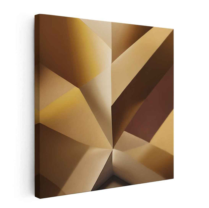 Cubism Unleashed: Abstract Cubist Brown and Beige Canvas Art Print