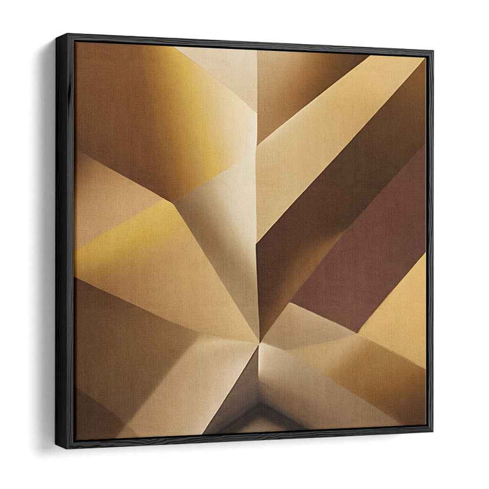 Cubism Unleashed: Abstract Cubist Brown and Beige Canvas Art Print