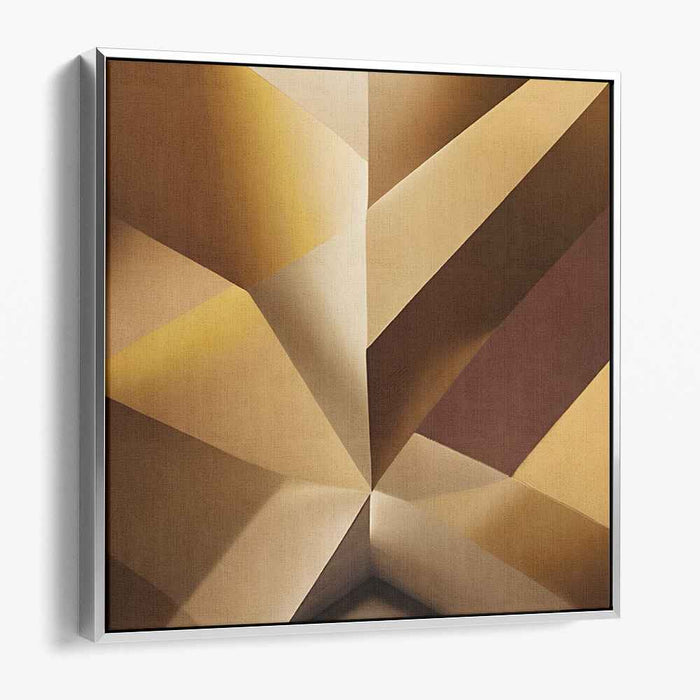 Cubism Unleashed: Abstract Cubist Brown and Beige Canvas Art Print