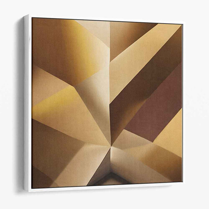 Cubism Unleashed: Abstract Cubist Brown and Beige Canvas Art Print