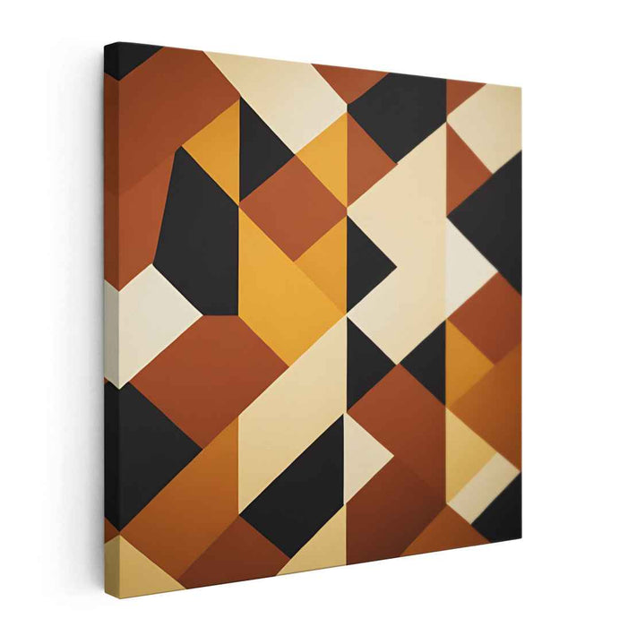 Amber Noir Fusion: Modern Abstract Amber and Black Canvas Art Print