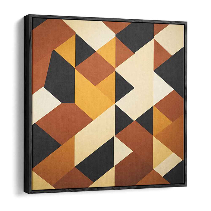 Amber Noir Fusion: Modern Abstract Amber and Black Canvas Art Print