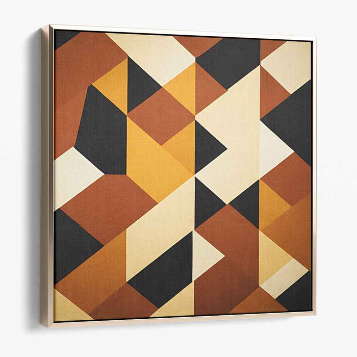 Amber Noir Fusion: Modern Abstract Amber and Black Canvas Art Print