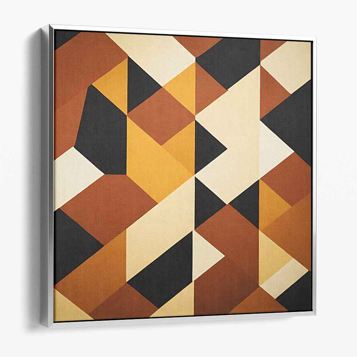 Amber Noir Fusion: Modern Abstract Amber and Black Canvas Art Print