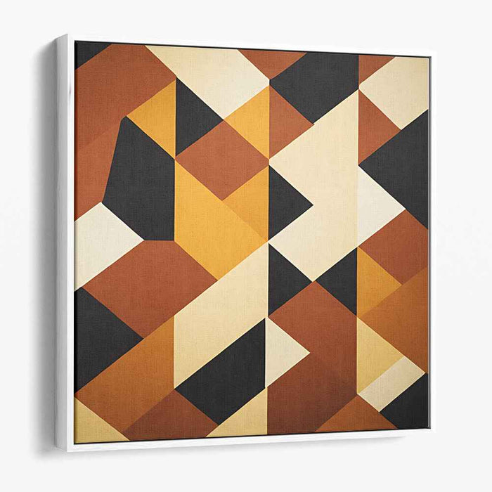 Amber Noir Fusion: Modern Abstract Amber and Black Canvas Art Print