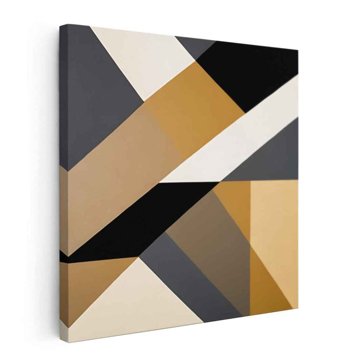 Earthen Geometry: Abstract Geometric Brown and Black Canvas Art