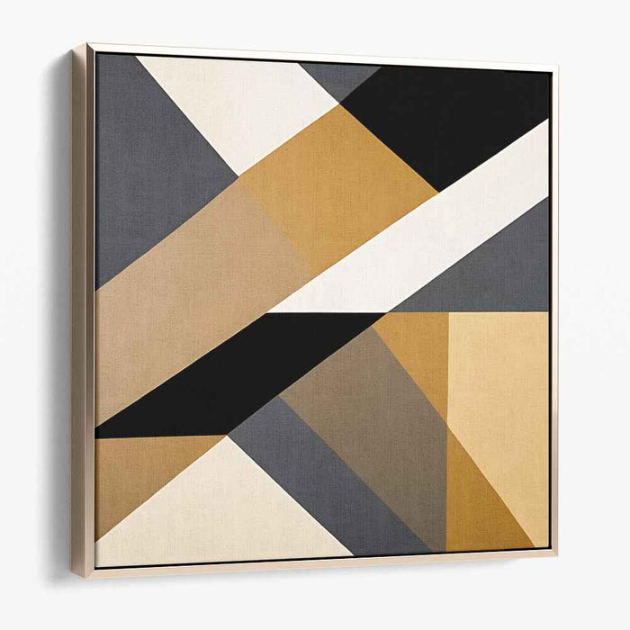 Earthen Geometry: Abstract Geometric Brown and Black Canvas Art