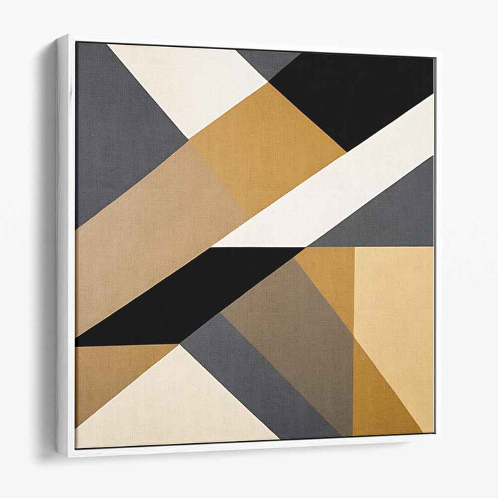 Earthen Geometry: Abstract Geometric Brown and Black Canvas Art