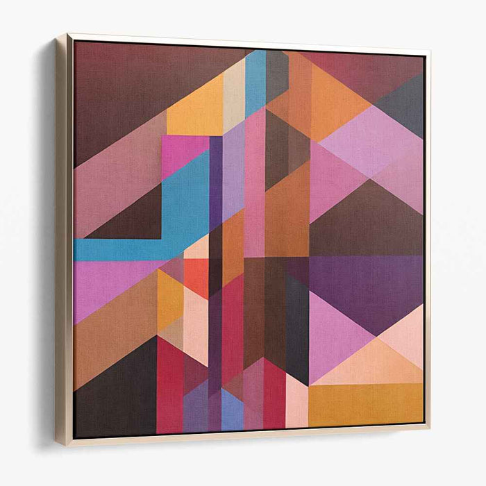 Fractal Fusion Symphony: Abstract Geometric Maroon and Multicolor Canvas Art Print