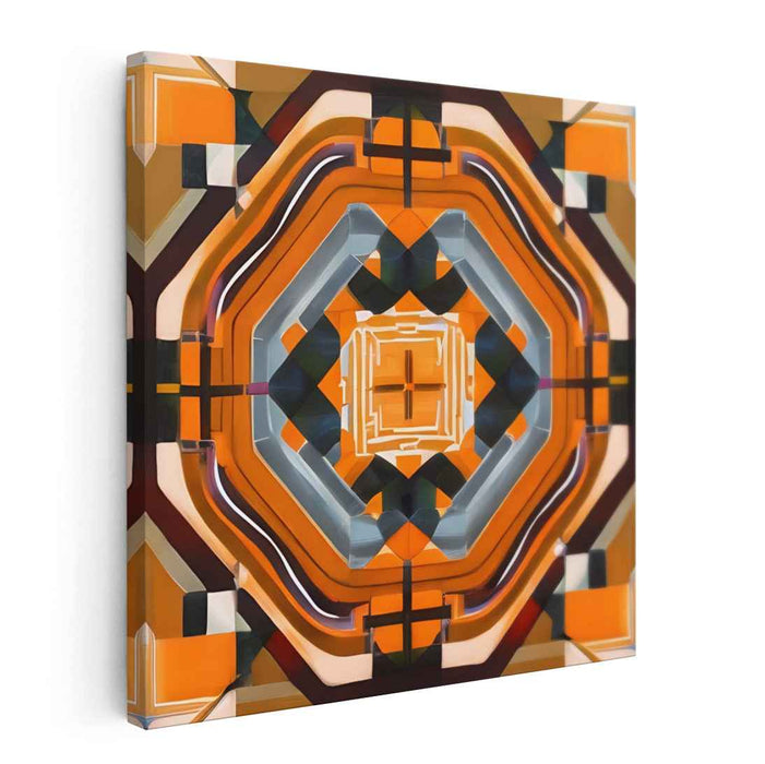 Geometric Radiance: Vibrant Orange Optical Illusion Canvas Art